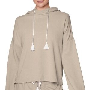 Tasseled sweatshirt Hoodie with raw hem - Kimono Sleeve